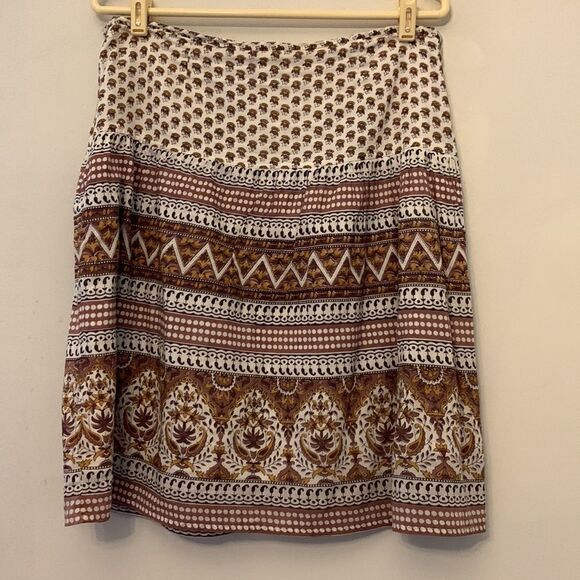 Blue Plate brown and white patterned skirt. Fully lined Size 10 - Picture 4 of 7